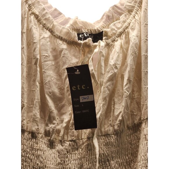 ETC Lazy Daisy Women's Bohemian White Eyelet Cotton Tiered Dress US/L NWT - Picture 4 of 11